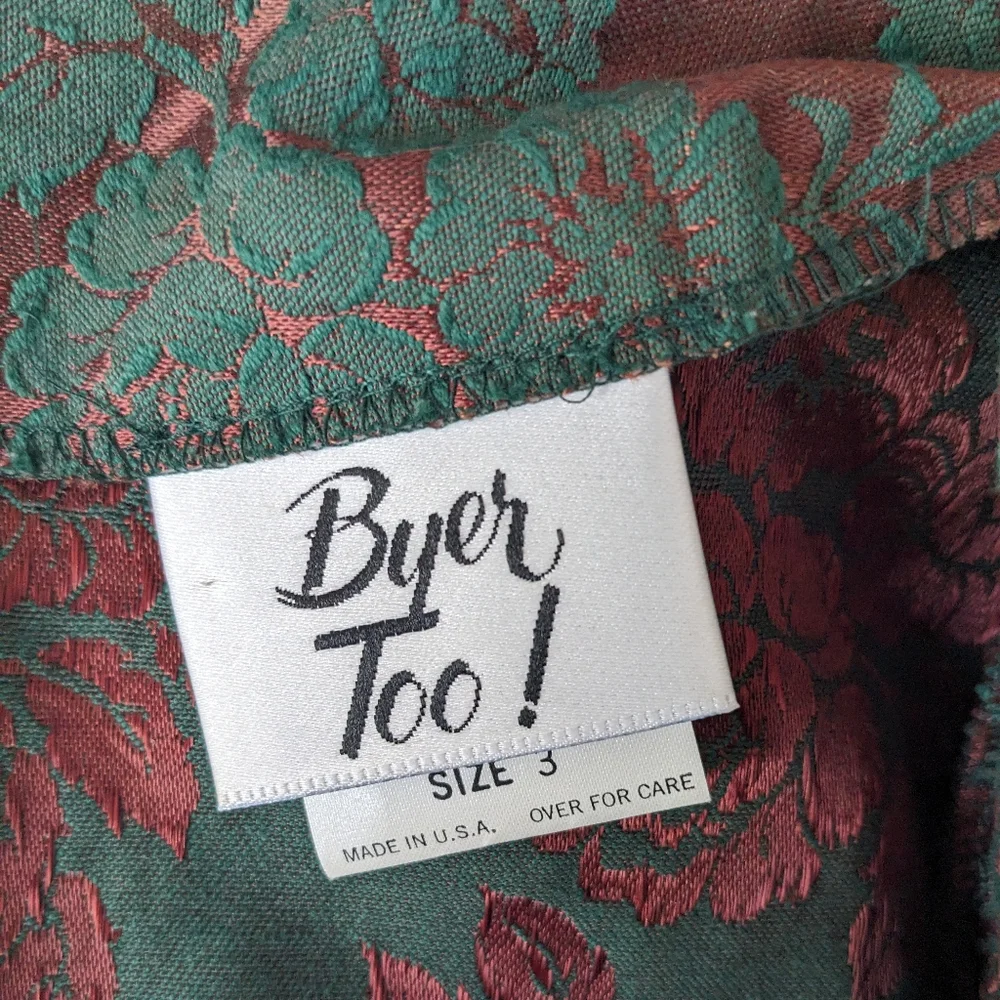 Vintage 80s Brocade Floral Retro Cocktail Dress - Byer Too - Picture 5 of 6
